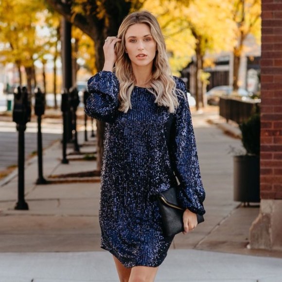 VICI Better Than A Gift Sequin Tie Dress - Picture 1 of 5
